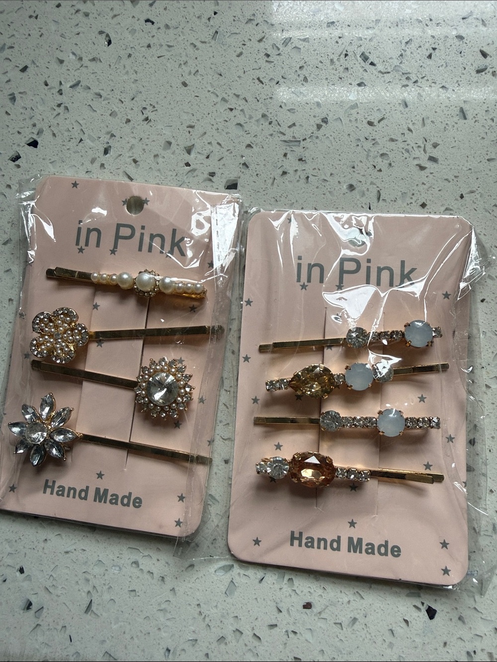 Girls' Gold and White Decorative Hair Clip Set
